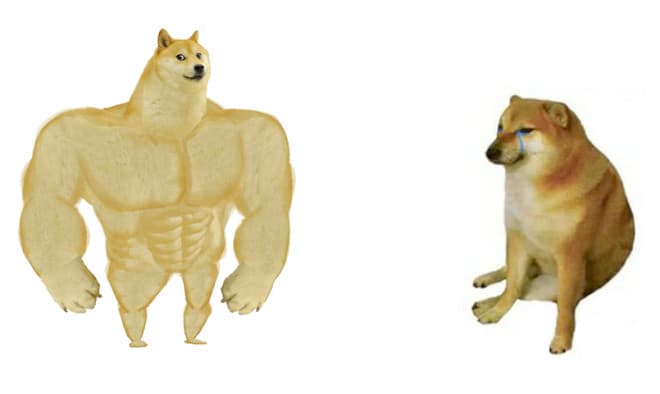 Swole Doge vs Cheems meme template
