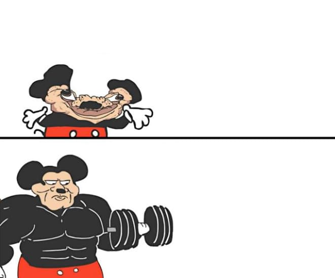 Buff Mickey Mouse meme template