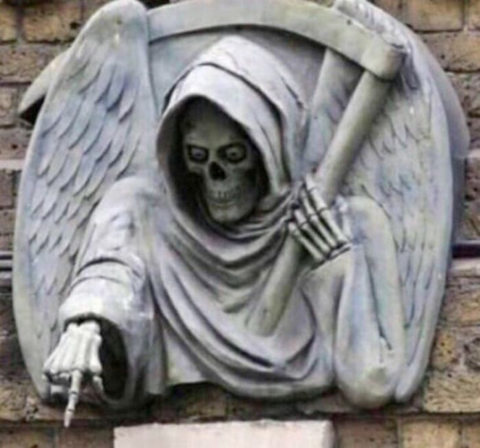 Pointing Grim Reaper Statue meme template