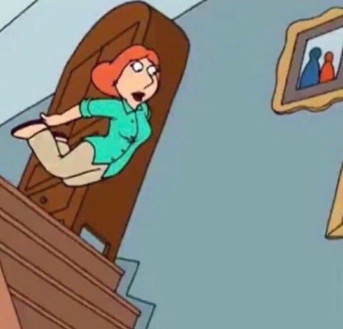 Lois Falling Down Stairs meme template