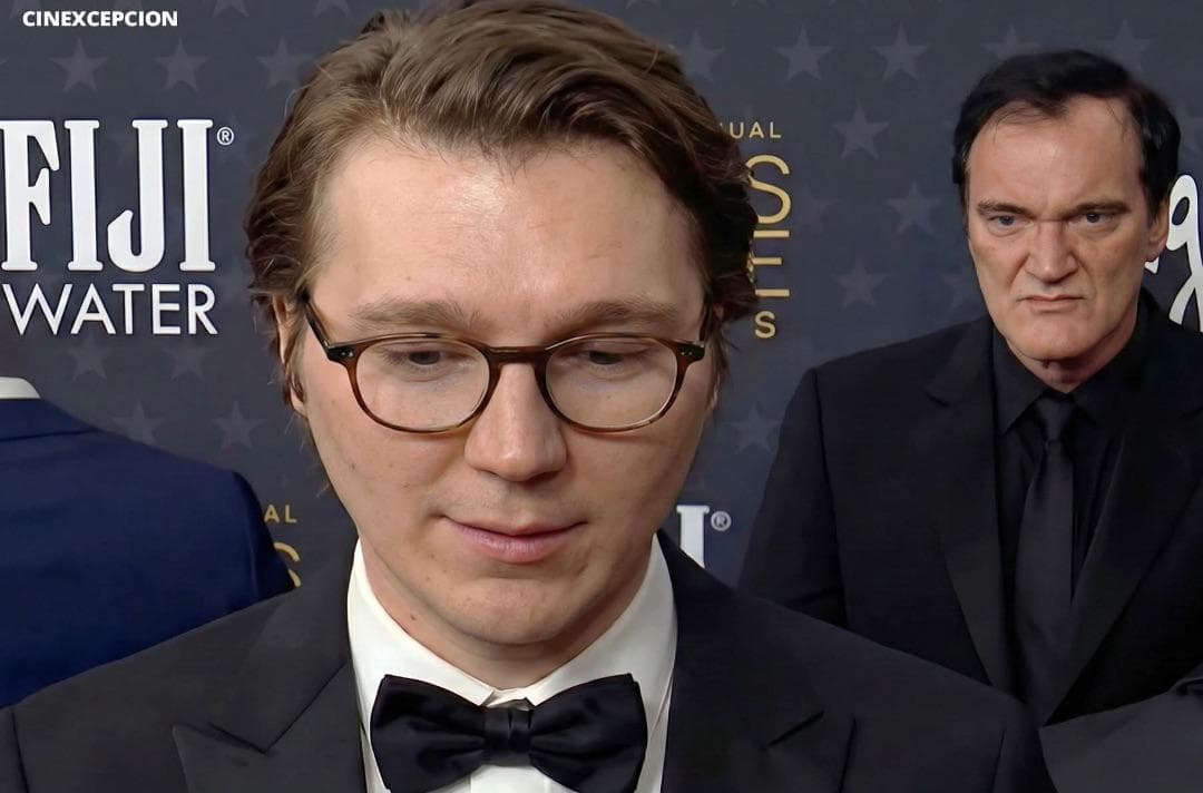 Quentin Tarantino glaring at Paul Dano meme template