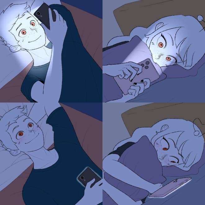 Couple Texting in Bed meme template