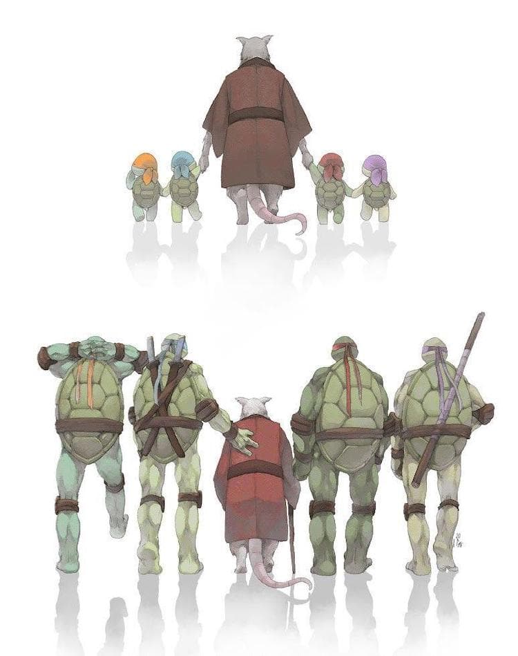 Teenage Mutant Ninja Turtles and Splinter meme template