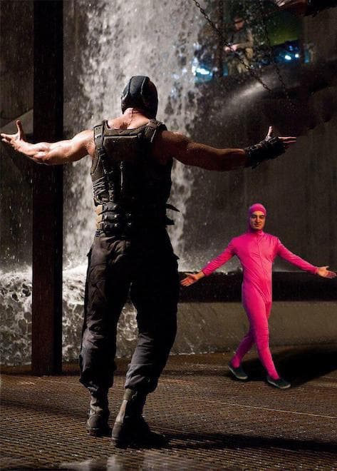 Bane vs Pink Guy meme template