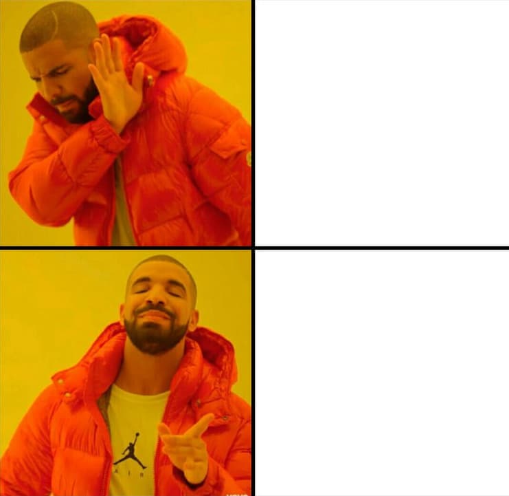 Drakeposting meme template