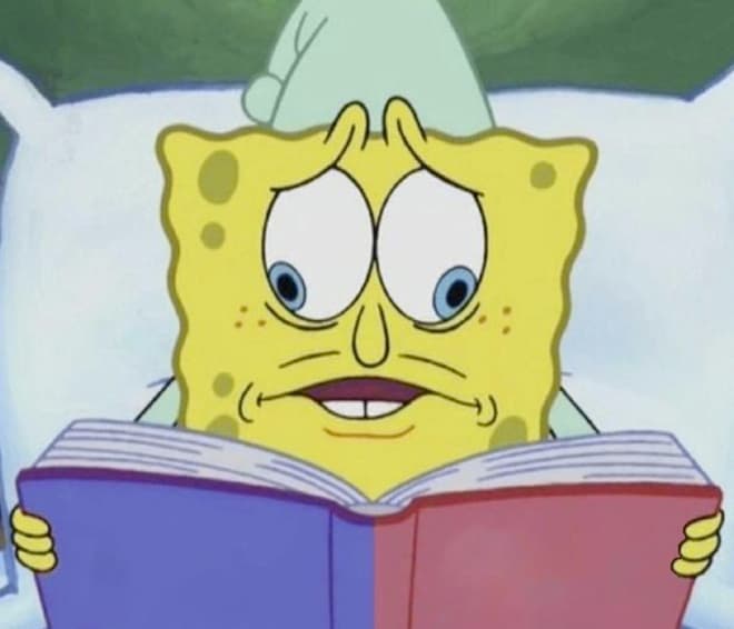 SpongeBob Reading Two Pages at Once meme template