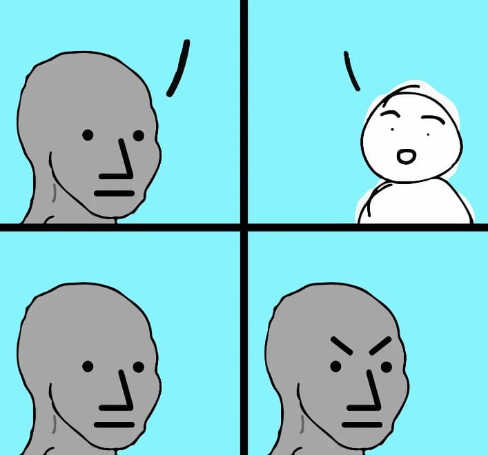 Angry NPC Wojak meme template