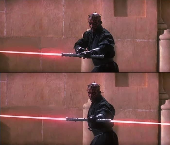 Darth Maul's Double-sided Lightsaber meme template