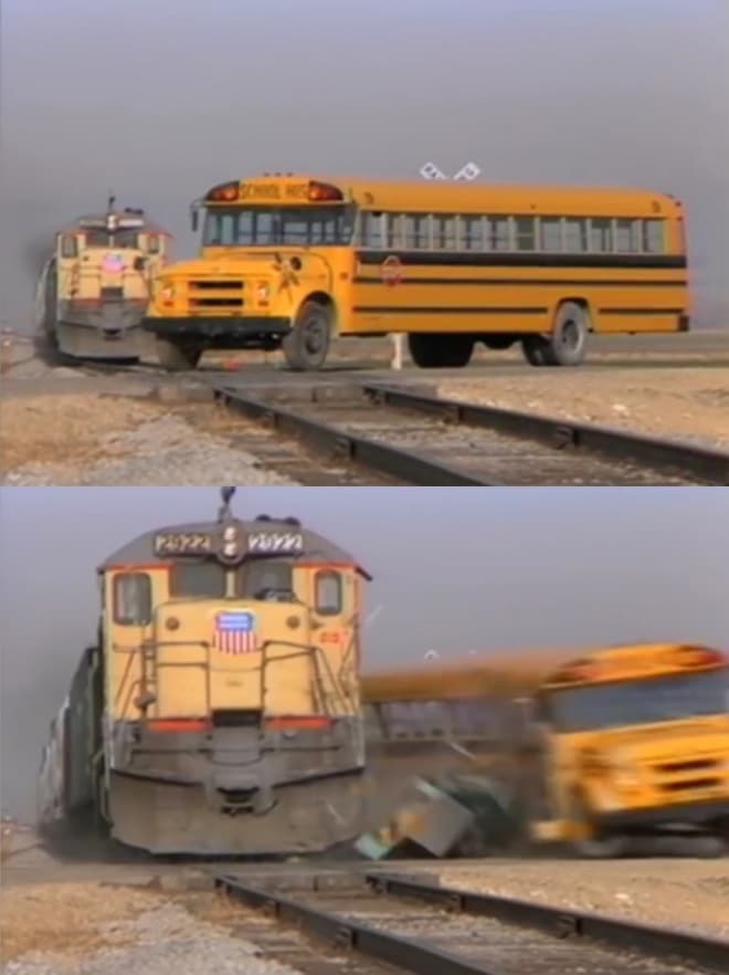 Train Hitting School Bus meme template
