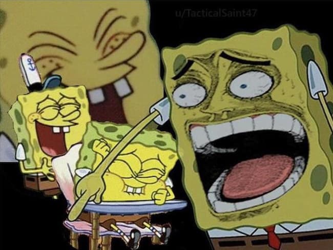 Laughing SpongeBob meme template