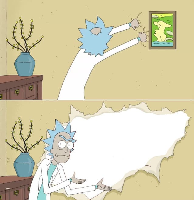 Rick Opening Wall meme template