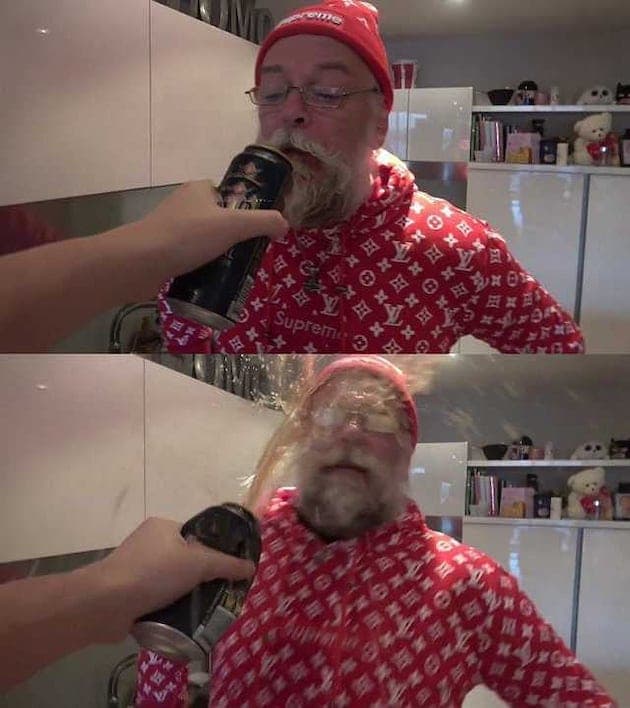 Spraying Beer in Papanomaly's Face meme template