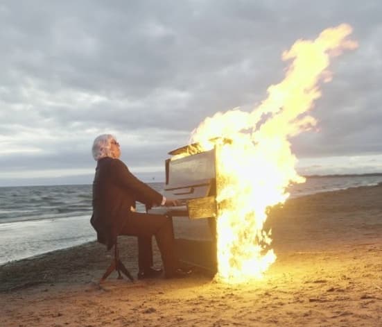 Flaming piano meme template